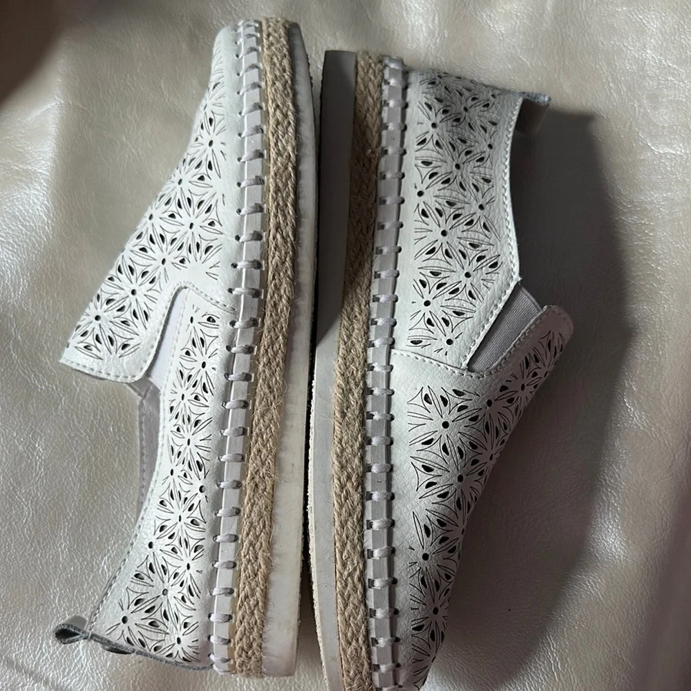 Denim&Co Cream Espadrilles Casual Slip-On